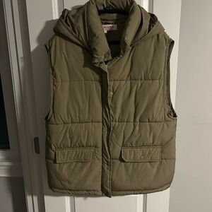 Free People green Hooded Puffer Vest